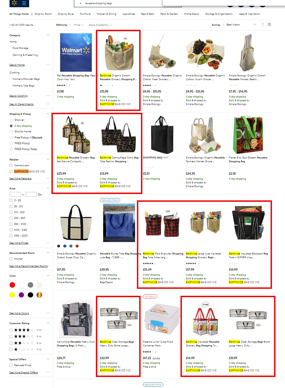 Search result dominance from Earthwise Bags