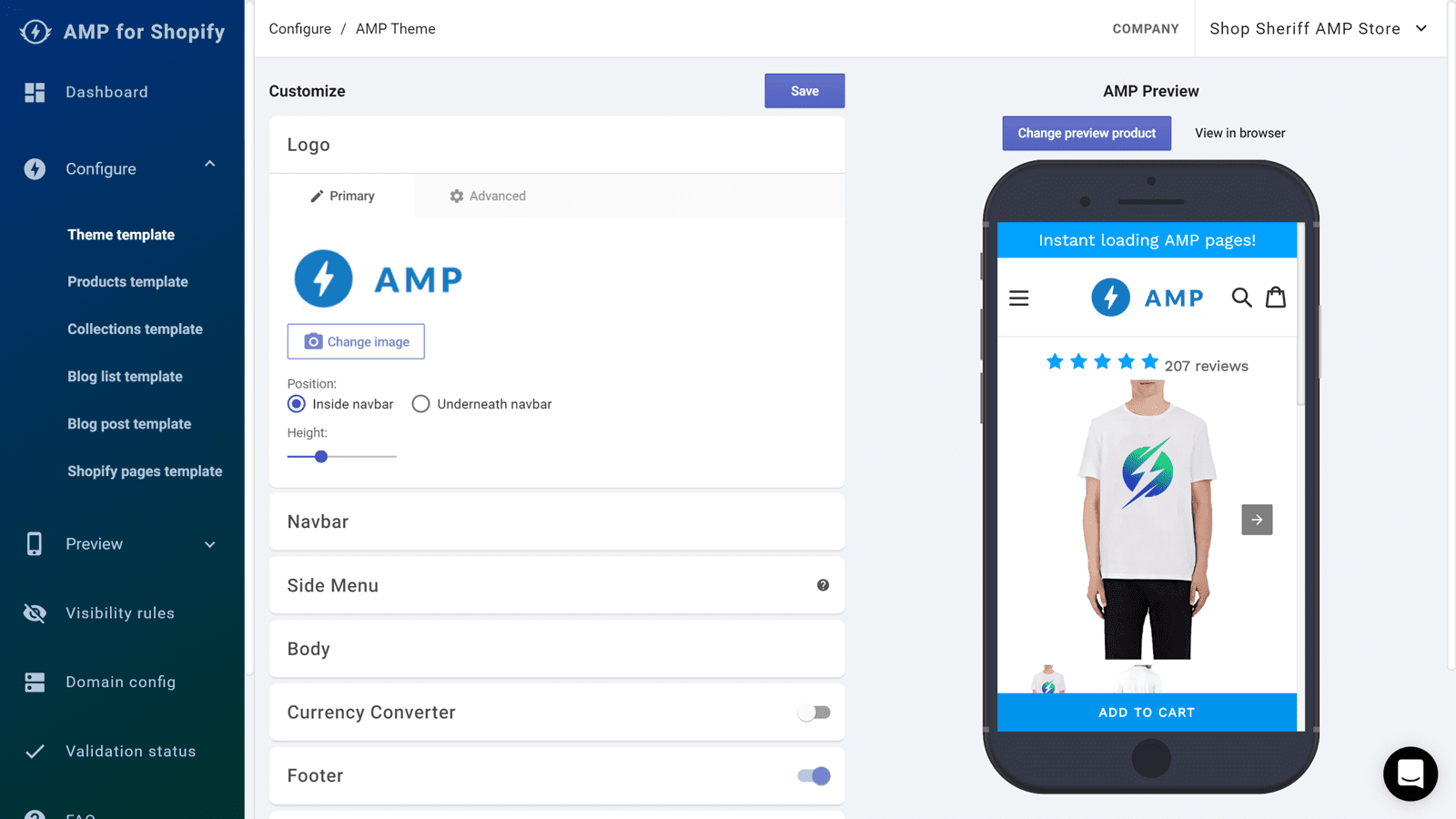 Set up AMP pages on Shopify with AMP by Shop Sheriff