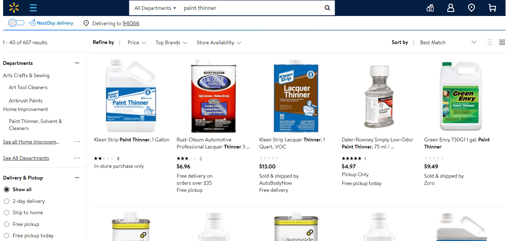 Paint thinner search results