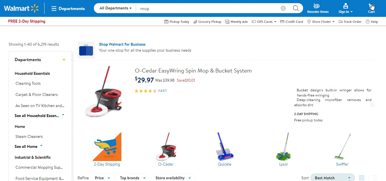 Old website search results for Mop