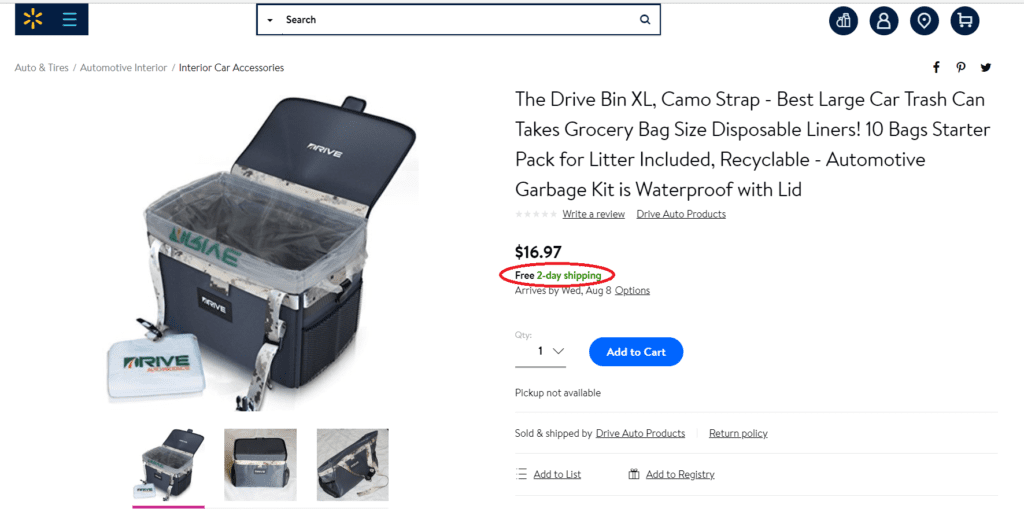 A Walmart.com seller using Deliverr to gain fast-shipping tags